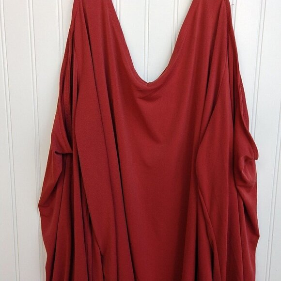 Torrid Orange Cold Shoulder Crepe Cut Out Top Plus Size 5X NWT Balloon Sleeve - Picture 4 of 9